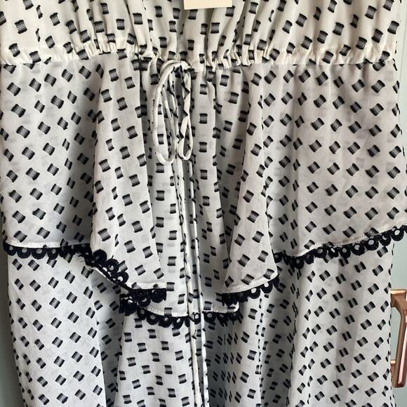 NWT Lover the Label white and black polka dot tiered ruffle midi dress sz 2 - Picture 3 of 8